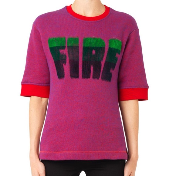 Kenzo Sweaters - Kenzo Paris Fire Slogan Sweatshirt Size S. Short Sleeve. Purple Res Green Black